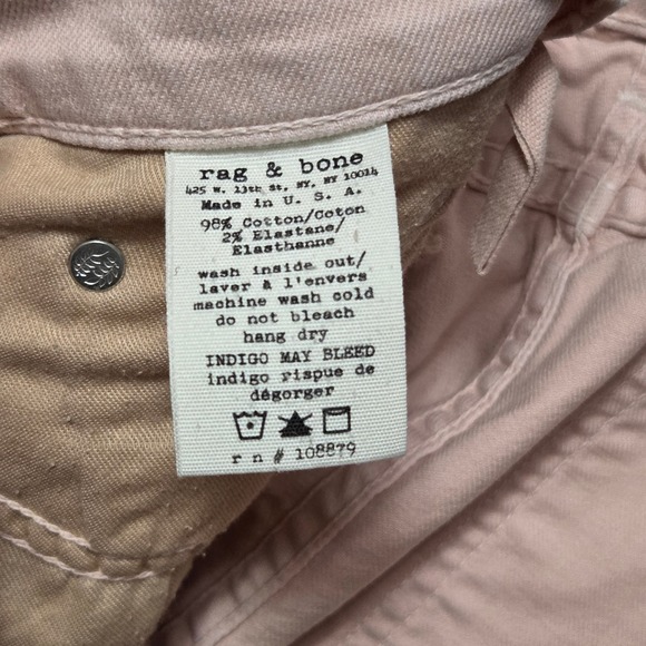 Rag & Bone JEAN Womens Size 29 Blush Pink Cut Off Denim Shorts Raw Hem Fits 30 - Picture 4 of 8